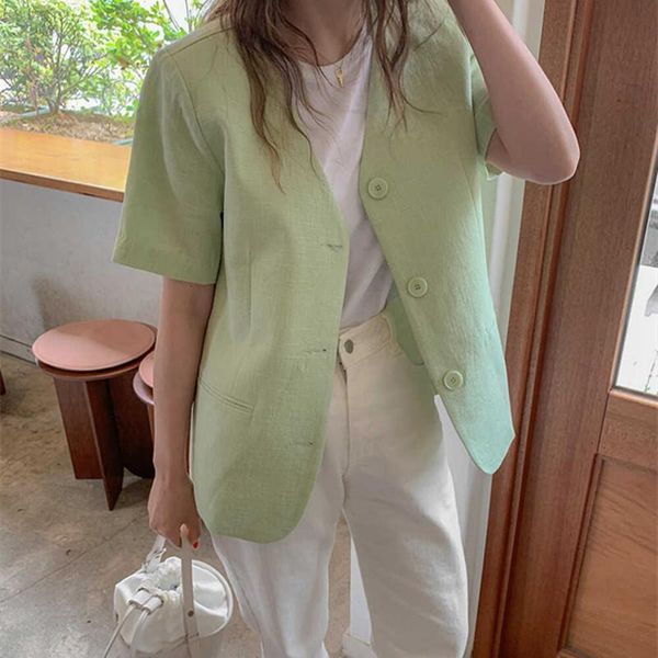 women's suits & blazers office lady v-neck basic women blazer solid double breasted jacket 2021 summer minimalist cotton linen suit coa, White;black
women's suits & blazers office lady v-neck basic women blazer solid double breasted jacket 2021 summer minimalist cotton linen suit coa, White;black