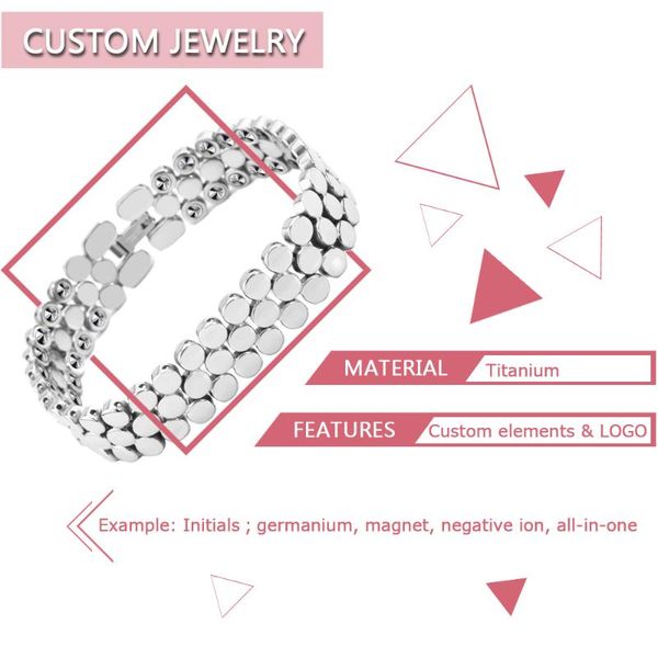 charm bracelets custom logo germanium 99.99% titanium bracelet classic men and women non-allergic non-fading, Golden;silver
charm bracelets custom logo germanium 99.99% titanium bracelet classic men and women non-allergic non-fading, Golden;silver