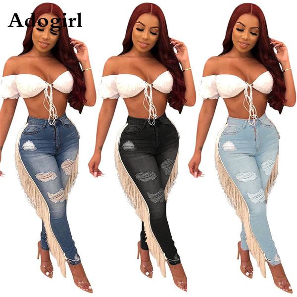 women's jeans adogirl woman high waist ripped hole out tassel pencil zipper street hipsters outfits hollow skinny pants, Blue
women's jeans adogirl woman high waist ripped hole out tassel pencil zipper street hipsters outfits hollow skinny pants, Blue