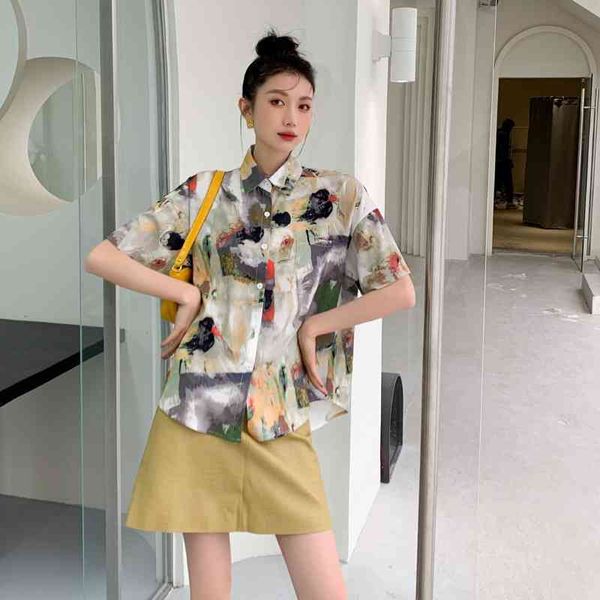 women's two piece pants handpainted summer 2021 womens and blouses short sleeve button up collared shirt color block fashion, White
women's two piece pants handpainted summer 2021 womens and blouses short sleeve button up collared shirt color block fashion, White
