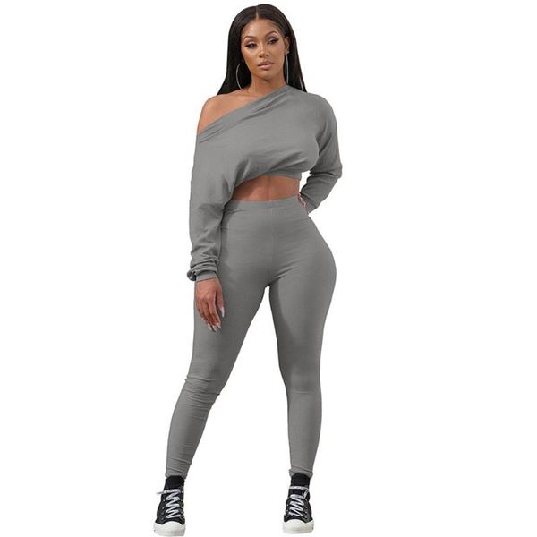 women's tracksuits casual sporty fitness one shoulder 2 piece set for women knit elastic two crop legging jogger tracksuit female, Gray
women's tracksuits casual sporty fitness one shoulder 2 piece set for women knit elastic two crop legging jogger tracksuit female, Gray