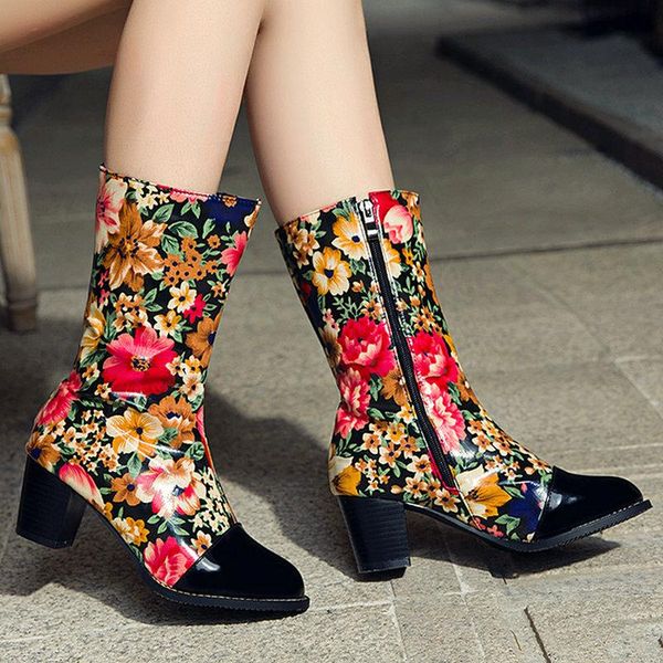 boots fashion printing women's shoes patent leather square heel high heels round toe mid-calf ladies fall winter warm, Black
boots fashion printing women's shoes patent leather square heel high heels round toe mid-calf ladies fall winter warm, Black