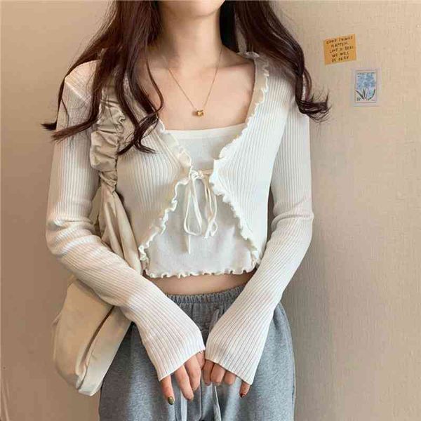 womens cardigan one pieces sets women sweaters knitted korean clothing lace up cardigans thin slim crop pullover, White;black
womens cardigan one pieces sets women sweaters knitted korean clothing lace up cardigans thin slim crop pullover, White;black