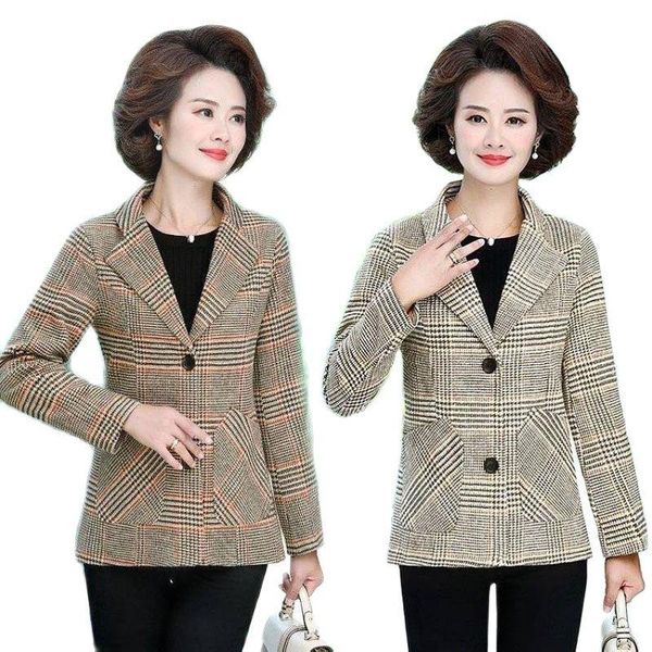 women's wool & blends middle-aged elderly mothers woolen coat long sleeve jacket thin section suit collar loose spring autumn 5xl, Black
women's wool & blends middle-aged elderly mothers woolen coat long sleeve jacket thin section suit collar loose spring autumn 5xl, Black