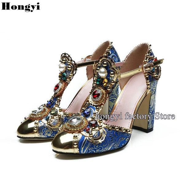 luxury jewel vintage design crystal block heeled ankle wrap t straps women sandals with rivet, Black
luxury jewel vintage design crystal block heeled ankle wrap t straps women sandals with rivet, Black