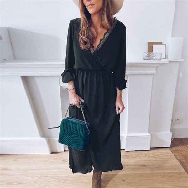 v neck black lace long maxi autumn winter dress women sleeve vintage casual elegant ladies vestidos 210427, Black;gray
v neck black lace long maxi autumn winter dress women sleeve vintage casual elegant ladies vestidos 210427, Black;gray