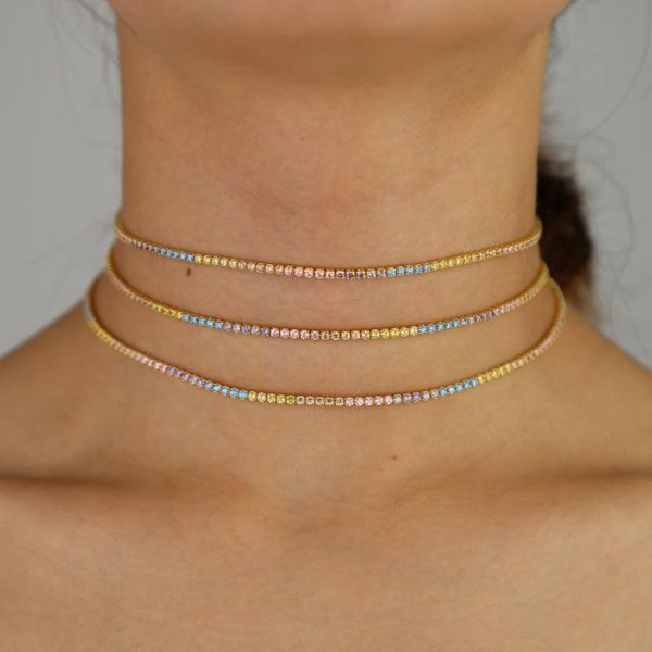 chains fashion gold color mini tennis chain statement choker necklace paved pink purple yellow cz for women lady gift, Silver
chains fashion gold color mini tennis chain statement choker necklace paved pink purple yellow cz for women lady gift, Silver