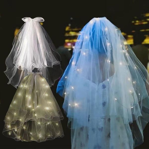bridal veils women girls short tulle wedding veil with led lights string bowknot ribbon double layer for bride party pography, Black
bridal veils women girls short tulle wedding veil with led lights string bowknot ribbon double layer for bride party pography, Black