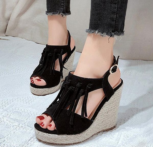 dress shoes woman wedges vintage sandals women summer leather high heels plus size gladiator sandalias mujer sapato feminino, Black
dress shoes woman wedges vintage sandals women summer leather high heels plus size gladiator sandalias mujer sapato feminino, Black