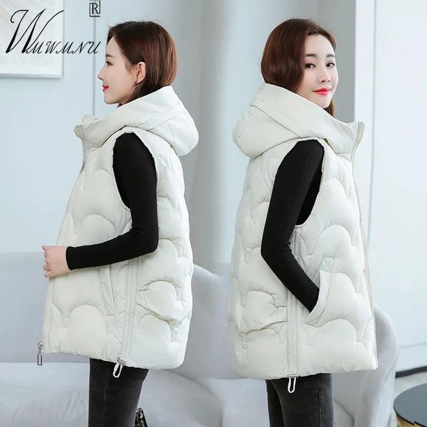 women's vests fashion warm cotton hooded vest women 2021 winter quilted beige waistcoat korean sleeveless jacket chic elastic band park, Black;white
women's vests fashion warm cotton hooded vest women 2021 winter quilted beige waistcoat korean sleeveless jacket chic elastic band park, Black;white