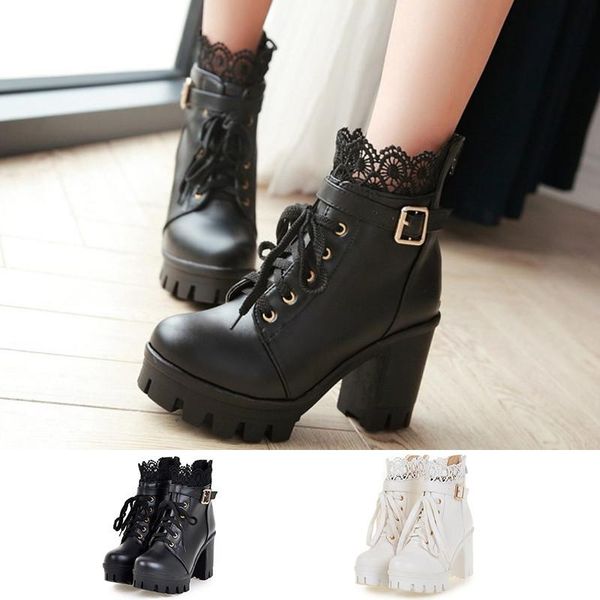 boots punk pu leather women's ankle waterproof thick sole woman high lace non slip black white short shoes big size
boots punk pu leather women's ankle waterproof thick sole woman high lace non slip black white short shoes big size