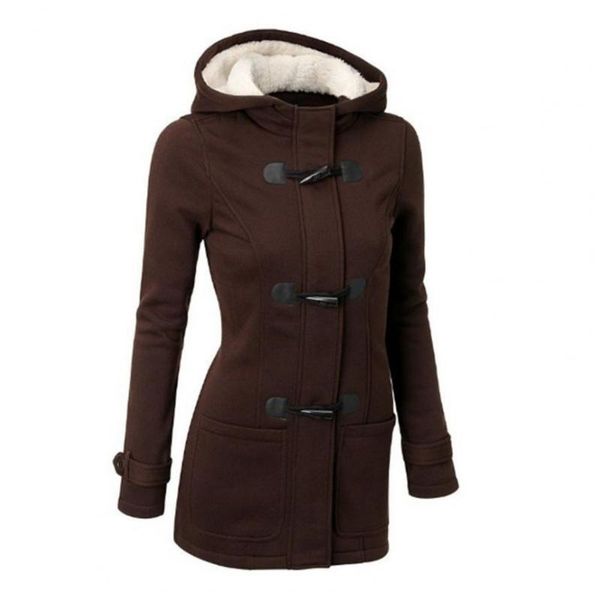 women's wool & blends cow horn buckle big pockets women coat thin solid color fleece lined hooded winter overcoat outerwear clothing 20, Black
women's wool & blends cow horn buckle big pockets women coat thin solid color fleece lined hooded winter overcoat outerwear clothing 20, Black