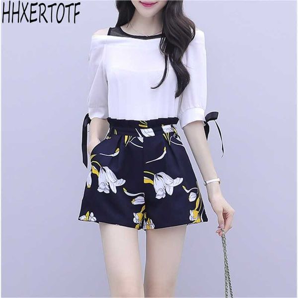 summer fashion temperament female slash neck half sleeve chiffon shirt + print shorts casual two-piece sets 210531, White
summer fashion temperament female slash neck half sleeve chiffon shirt + print shorts casual two-piece sets 210531, White