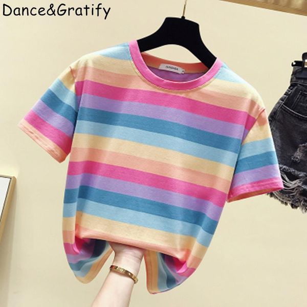 girls rainbow striped cotton tshirt women fashion short sleeve female t-shirt tee femme 2021 summer women's, White
girls rainbow striped cotton tshirt women fashion short sleeve female t-shirt tee femme 2021 summer women's, White
