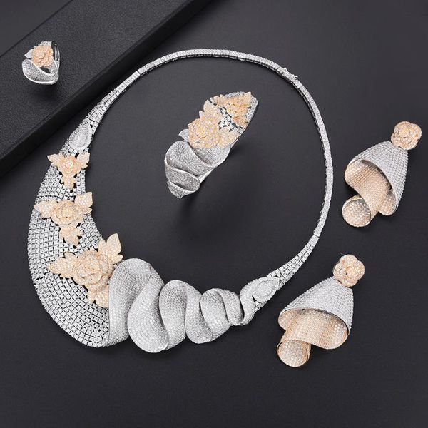 earrings & necklace larrauri 4pcs collar bangle resizable ring jewelry sets luxury cubic zirconia nigerian wedding, Silver
earrings & necklace larrauri 4pcs collar bangle resizable ring jewelry sets luxury cubic zirconia nigerian wedding, Silver
