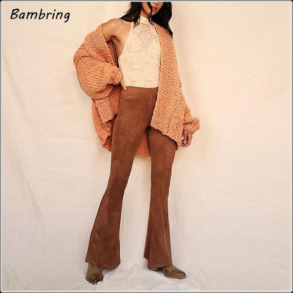 autumn women fashion suede leather flare pants black chic pocket elegant ladies office casual winter custom women's & capris, Black;white
autumn women fashion suede leather flare pants black chic pocket elegant ladies office casual winter custom women's & capris, Black;white