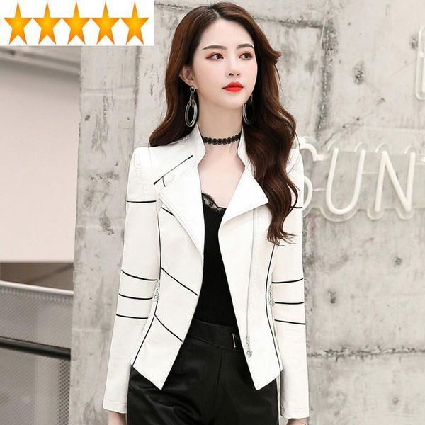 women's leather & faux jacket short spring autumn pu coat female jackets women slim fit 2021 kj4765, Black
women's leather & faux jacket short spring autumn pu coat female jackets women slim fit 2021 kj4765, Black