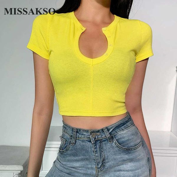 missakso solid ribbed crop button knitted t-shirt streetwear short sleeve fashion slim summer yellow shirt women 210625, White
missakso solid ribbed crop button knitted t-shirt streetwear short sleeve fashion slim summer yellow shirt women 210625, White