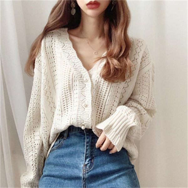 women's knits & tees 2021 spring and autumn white outer cardigan women loose openwork gentle wind knit sweater coat thin h431
women's knits & tees 2021 spring and autumn white outer cardigan women loose openwork gentle wind knit sweater coat thin h431