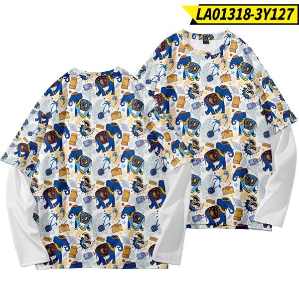 men's t-shirts spring autumn hawaii elephant printing loose large size fake two-piece long-sleeved hip hop t-shirt for men, White;black
men's t-shirts spring autumn hawaii elephant printing loose large size fake two-piece long-sleeved hip hop t-shirt for men, White;black