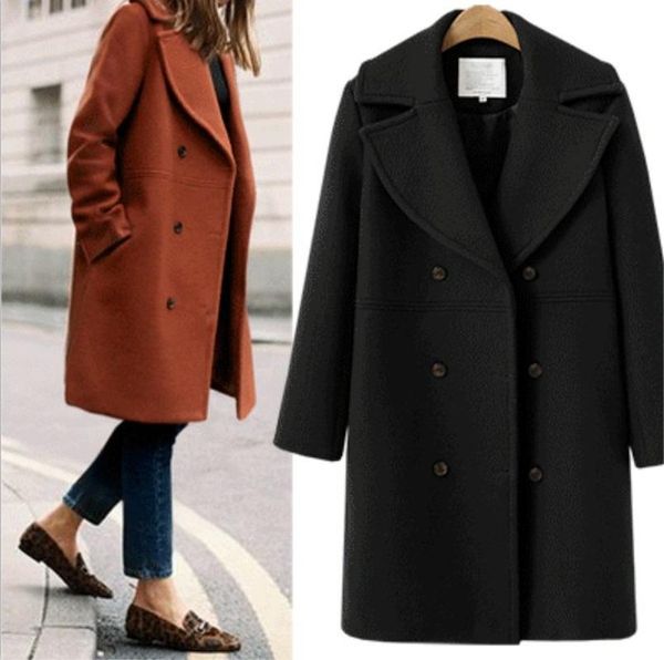 women's wool & blends elegant double breasted long ladies coat plus size outwear 2021 winter women coats casual effects jackets woolen, Black
women's wool & blends elegant double breasted long ladies coat plus size outwear 2021 winter women coats casual effects jackets woolen, Black