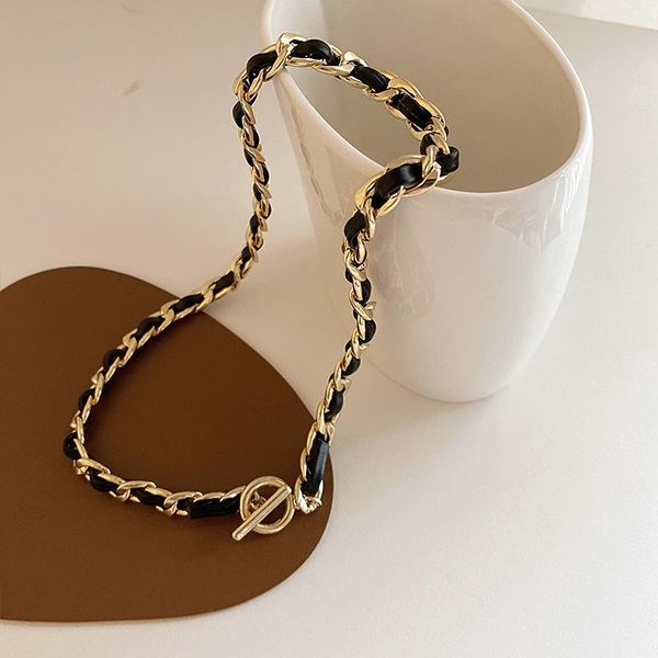 chokers minar french retro black leather twisted chains necklace for women gold chunky linked toggle clasp circle necklaces gift, Golden;silver
chokers minar french retro black leather twisted chains necklace for women gold chunky linked toggle clasp circle necklaces gift, Golden;silver