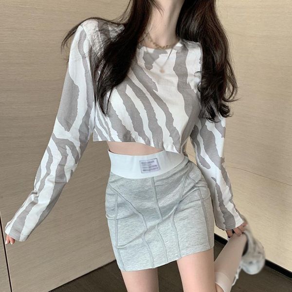 women's t-shirt zebra print tees long sleeve women spring outfits autumn loose high waist cropped top, White
women's t-shirt zebra print tees long sleeve women spring outfits autumn loose high waist cropped top, White
