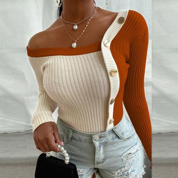 women's t-shirt women knitted t-shirts clothes autumn winter button decor long sleeve patchwork casual slim fit pullover tee shirt lad, White
women's t-shirt women knitted t-shirts clothes autumn winter button decor long sleeve patchwork casual slim fit pullover tee shirt lad, White