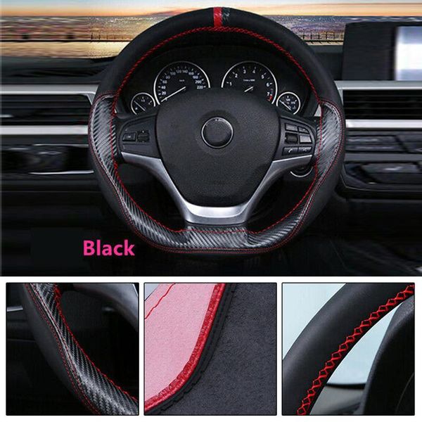 steering wheel covers diy dia 38cm black carbon leather auto car cover w/ needle thread interior accessories
steering wheel covers diy dia 38cm black carbon leather auto car cover w/ needle thread interior accessories