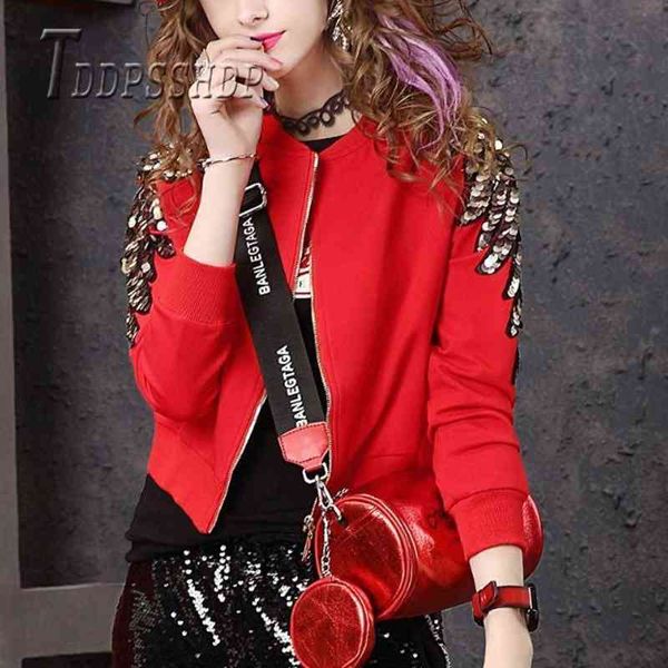 Women's Jackets Spring Sequins Decor Women Coat Fashion Slim Red Color Female Jacket ZMEW, Black;brown
Women's Jackets Spring Sequins Decor Women Coat Fashion Slim Red Color Female Jacket ZMEW, Black;brown
