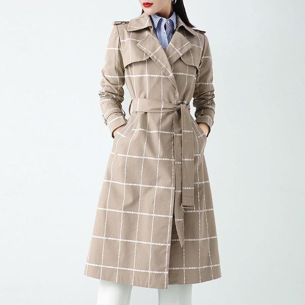 women's trench coats 2021 autumn suit collar waist length jacket professional temperament khaki plaid windbreaker women, Tan;black
women's trench coats 2021 autumn suit collar waist length jacket professional temperament khaki plaid windbreaker women, Tan;black