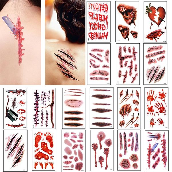 6/12pcs halloween temporary tattoo sticker horror realistic wounds stitched scars masquerade party body face blood injury sashes
6/12pcs halloween temporary tattoo sticker horror realistic wounds stitched scars masquerade party body face blood injury sashes
