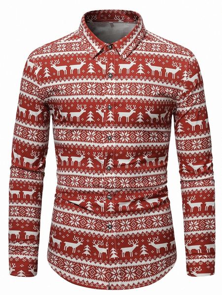 men christmas print button up shirt e6py#, White;black