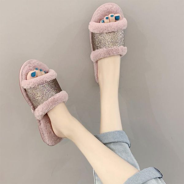 women's slippers fashion home shinning slides woman big size 42 furry flat autumn glitter shoes ladies 2021, Black
women's slippers fashion home shinning slides woman big size 42 furry flat autumn glitter shoes ladies 2021, Black