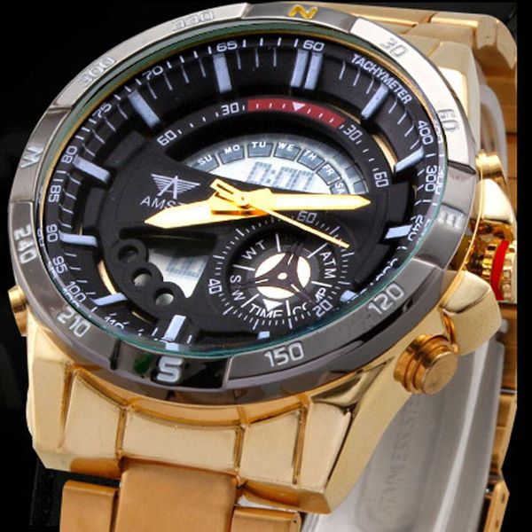original box amst watch men watches digital quartz analog dual time led sport gold male clock relogio masculino wristwatches, Slivery;brown
original box amst watch men watches digital quartz analog dual time led sport gold male clock relogio masculino wristwatches, Slivery;brown
