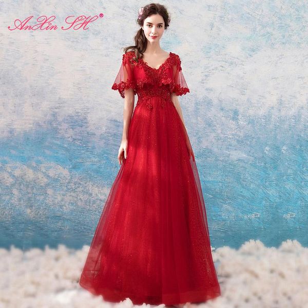 party dresses anxin sh luxury bride red lace ruffles vintage princess v neck beading crystal illusion flower evening dress 886t, White;black
party dresses anxin sh luxury bride red lace ruffles vintage princess v neck beading crystal illusion flower evening dress 886t, White;black