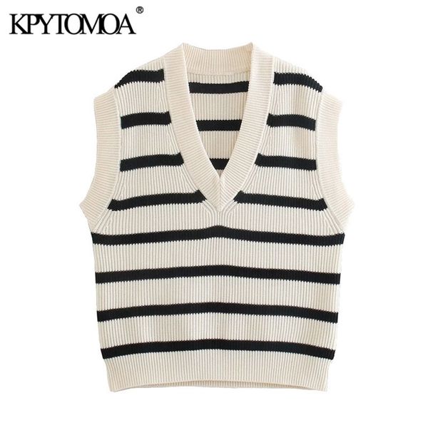 kpytomoa women fashion oversized striped knitted vest sweater vintage v neck sleeveless female waistcoat chic 210819, Black;white
kpytomoa women fashion oversized striped knitted vest sweater vintage v neck sleeveless female waistcoat chic 210819, Black;white