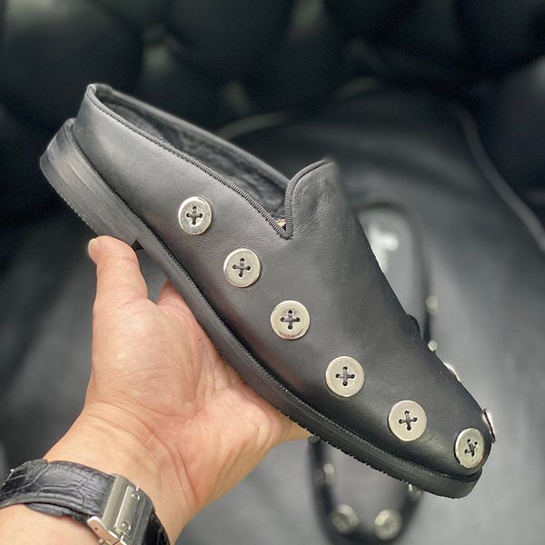full grain leather handmade buttons gentlemen mullers slippers fashion style british mens loafers, Black
full grain leather handmade buttons gentlemen mullers slippers fashion style british mens loafers, Black