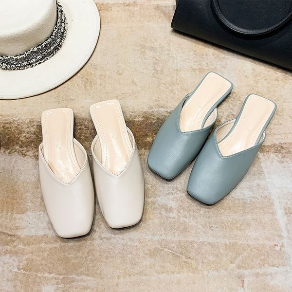 slippers fashion slippers for women to wear summer baotou half uziy, Black
