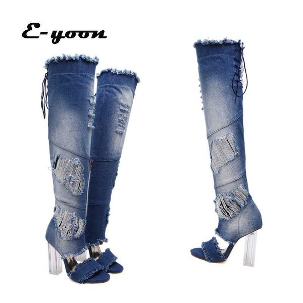 boots fashion summer women high heels sandals thigh over the knee peep toe cowboy transparent square heel, Black
boots fashion summer women high heels sandals thigh over the knee peep toe cowboy transparent square heel, Black