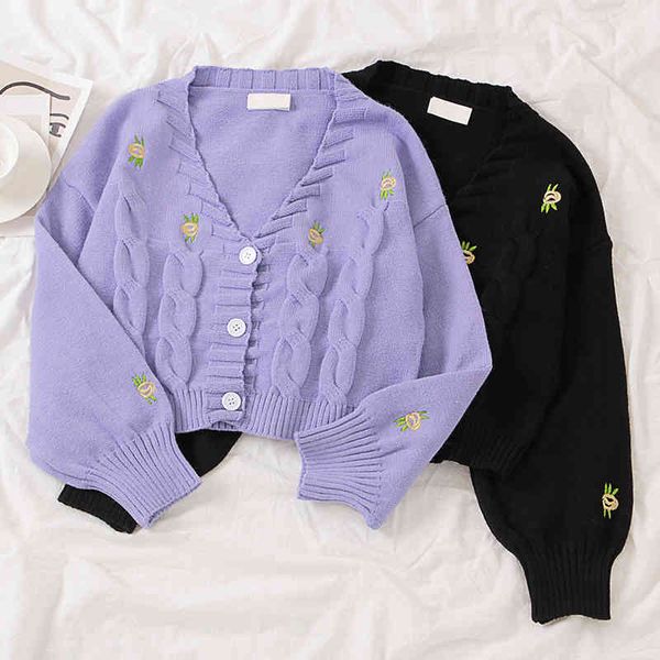 spring autumn women's cardigan sweater korean loose v-neck wild knit wear embroidered purple woman gd497 210506, White
spring autumn women's cardigan sweater korean loose v-neck wild knit wear embroidered purple woman gd497 210506, White