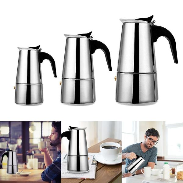coffee pots 100/200 / 300ml stainless steel filter stove moka espresso maker italian machine household items r
coffee pots 100/200 / 300ml stainless steel filter stove moka espresso maker italian machine household items r