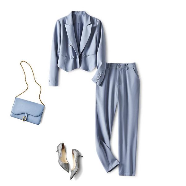 tow piece set for women office lady turn-down collar button single breastedcrop pants summer full length 2021 women's two, White
tow piece set for women office lady turn-down collar button single breastedcrop pants summer full length 2021 women's two, White