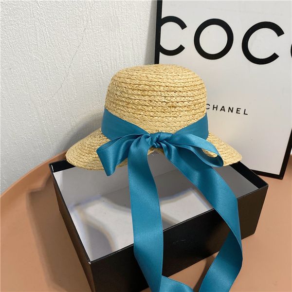 long ribbon lafite women's summer bow elegant sunshade straw seaside holiday long brim equestrian hat, Yellow 
long ribbon lafite women's summer bow elegant sunshade straw seaside holiday long brim equestrian hat, Yellow