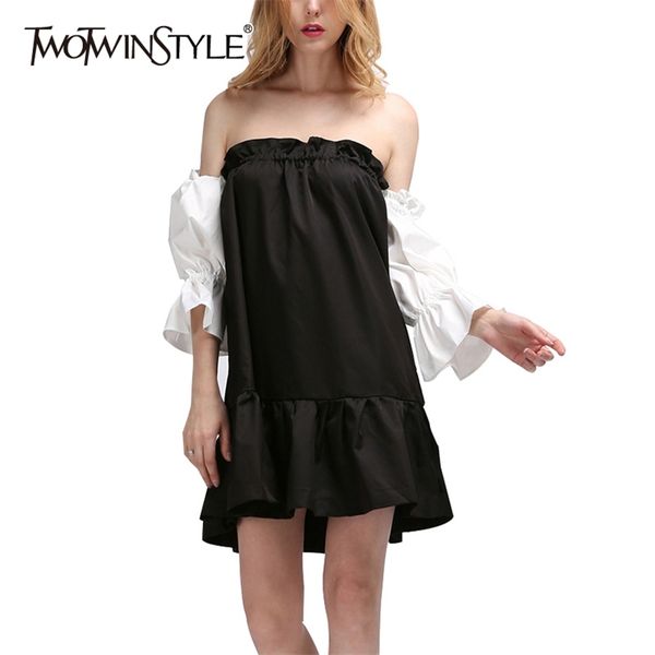 backless patchwork dress for women slash neck long sleeve elegant mini dresses female fashion clothing summer 210520, Black;gray
backless patchwork dress for women slash neck long sleeve elegant mini dresses female fashion clothing summer 210520, Black;gray