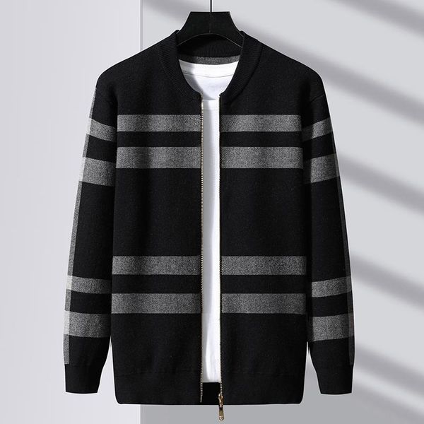 men's sweaters mens autumn knit jacket for business casual trends clothing teen slim fit striped streetwear zip up cardigans coats, White;black
men's sweaters mens autumn knit jacket for business casual trends clothing teen slim fit striped streetwear zip up cardigans coats, White;black