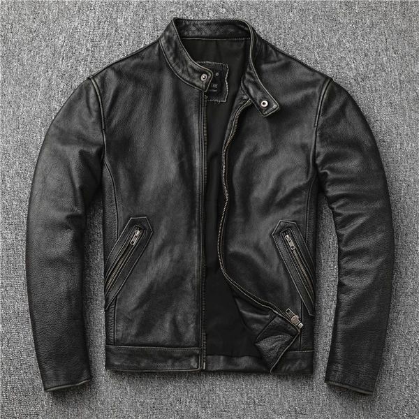 gu.seemio vintage men genuine leather jackets cowhide motorcycle motor biker clothing distressed coat stand collar men's & faux, Black
gu.seemio vintage men genuine leather jackets cowhide motorcycle motor biker clothing distressed coat stand collar men's & faux, Black