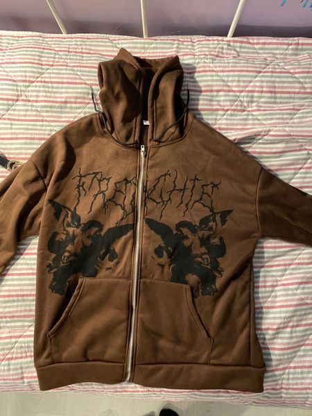plus size ytwok hoodie zip-up sweatshirt angel printing jacket loose long sleeve pockets streetwear hip hop fashion men women coat m-3xl, Black;brown
plus size ytwok hoodie zip-up sweatshirt angel printing jacket loose long sleeve pockets streetwear hip hop fashion men women coat m-3xl, Black;brown