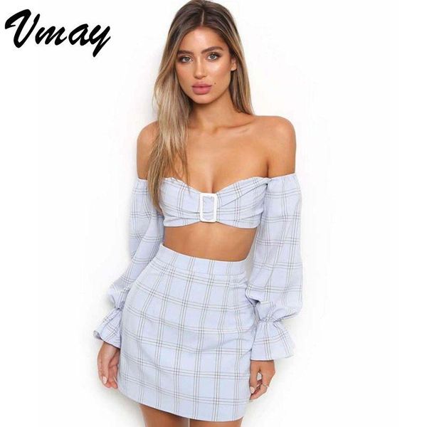 vmay trumpet sleeve tube two-piece suit 2021 spring long flare strapless and zipp plaid short dress women's two piece pants, White
vmay trumpet sleeve tube two-piece suit 2021 spring long flare strapless and zipp plaid short dress women's two piece pants, White