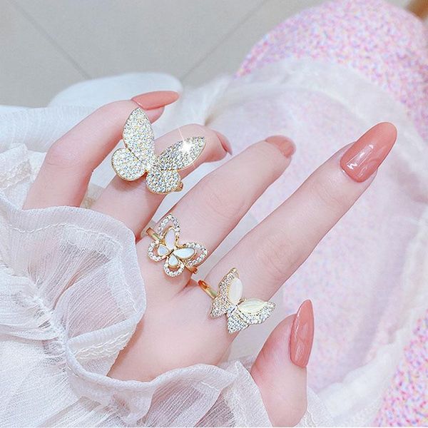 cluster rings ins butterfly open handmade bling zircon temperament charm ring for women jewels, Golden;silver
cluster rings ins butterfly open handmade bling zircon temperament charm ring for women jewels, Golden;silver
